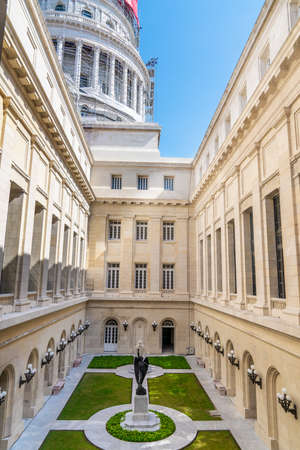 El Capitolio, or National Capitol Building courtyard in Havana. Tourism in Cuba. Captured in spring 2019のeditorial素材