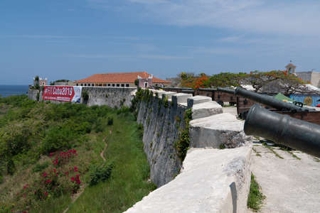 Cannons at Fort of Saint Charles or Fortaleza de San Carlos de la Cabana in Havana, Cuba. spting 2019のeditorial素材