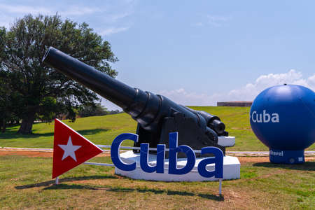 Cannons at Fort of Saint Charles or Fortaleza de San Carlos de la Cabana in Havana, Cuba. spting 2019のeditorial素材