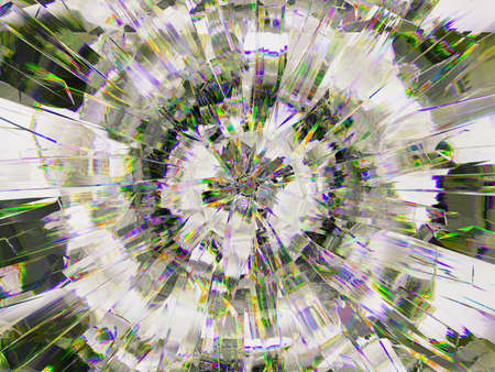 diamond structure extreme closeup and kaleidoscope. top view of round gemstone 3d render, 3d illustrationの写真素材
