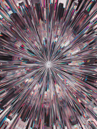 diamond structure extreme closeup and kaleidoscope. top view of round gemstone 3d render, 3d illustrationの写真素材