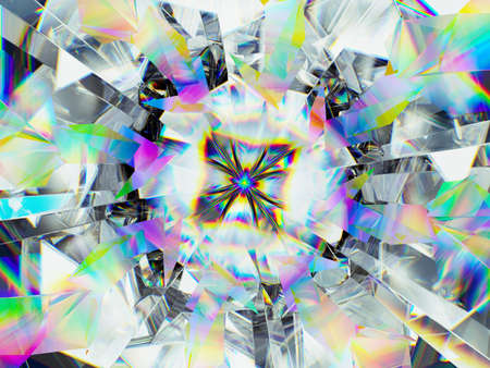 Gemstone or diamond texture closeup and kaleidoscope. 3d render, 3d illustrationの写真素材