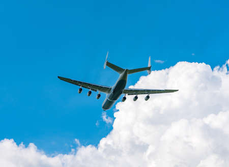 Antonov An-225 Mriya aircraft takes off from the Gostomel airport in Kyiv, Ukraine. This giant cargo plane is the heaviest aircraft ever built. Summer 2018のeditorial素材