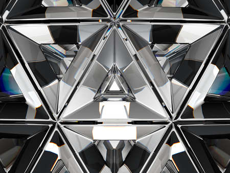 diamond structure extreme closeup and kaleidoscope. top view of round gemstone 3d render, 3d illustrationの写真素材