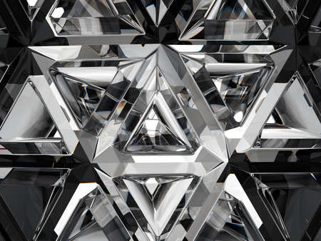 diamond structure extreme closeup and kaleidoscope. top view of round gemstone 3d render, 3d illustrationの写真素材