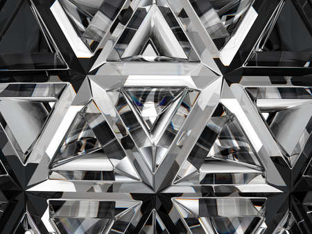 diamond structure extreme closeup and kaleidoscope. top view of round gemstone 3d render, 3d illustrationの写真素材