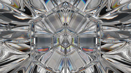diamond structure extreme closeup and kaleidoscope. top view of round gemstone 3d render, 3d illustrationの写真素材