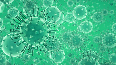 Covid-19 Coronavirus or Novel coronavirus 2019-nCoV cells and epidemic. 3d render, 3d illustrationの写真素材