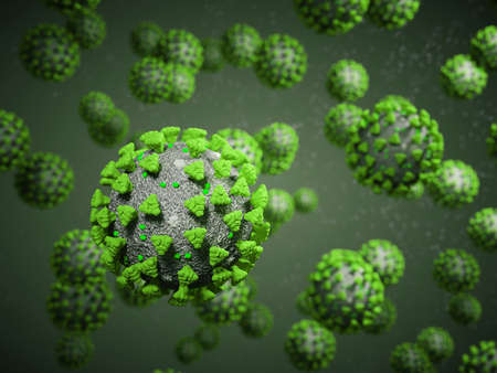Coronavirus or Covid-19 cell pandemic virus. 3d render, 3d illustrationの写真素材