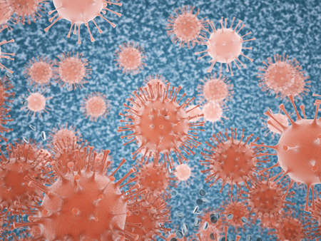 Coronavirus or Covid-19 cell pandemic virus. 3d render, 3d illustrationの写真素材
