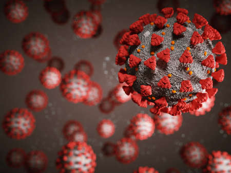 Coronavirus or Covid-19 cell pandemic virus. 3d render, 3d illustrationの写真素材