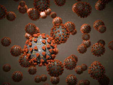 Coronavirus or Covid-19 cell pandemic virus. 3d render, 3d illustrationの写真素材