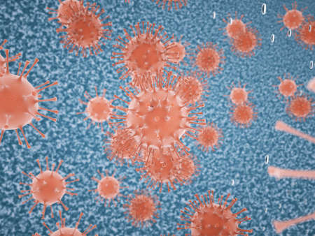Coronavirus or Covid-19 cell pandemic virus. 3d render, 3d illustrationの写真素材