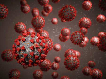 Coronavirus or Covid-19 cell pandemic virus. 3d render, 3d illustrationの写真素材