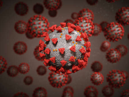 Coronavirus or Covid-19 cell pandemic virus. 3d render, 3d illustrationの写真素材