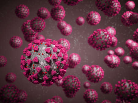 Coronavirus or Covid-19 cell pandemic virus. 3d render, 3d illustrationの写真素材