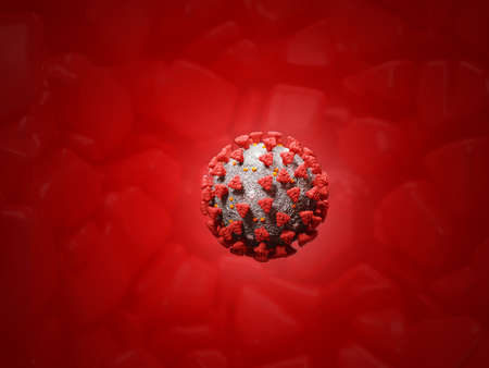Covid-19 Coronavirus cell pandemic virus. 3d render, 3d illustrationの写真素材