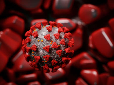 Covid-19 Coronavirus cell pandemic virus. 3d render, 3d illustrationの写真素材