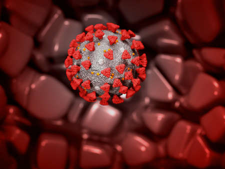 Covid-19 Coronavirus cell pandemic virus. 3d render, 3d illustrationの写真素材