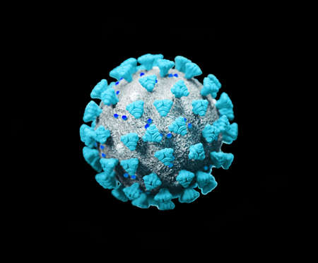 Covid-19 Coronavirus cell pandemic virus isolated on black. 3d render, 3d illustrationの写真素材