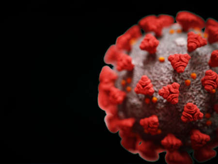 Covid-19 Coronavirus cell pandemic virus isolated on black. 3d render, 3d illustration