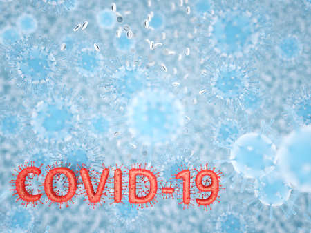 Covid-19 Coronavirus SARS-CoV-2 cell pandemic virus. 3d render, 3d illustrationの写真素材