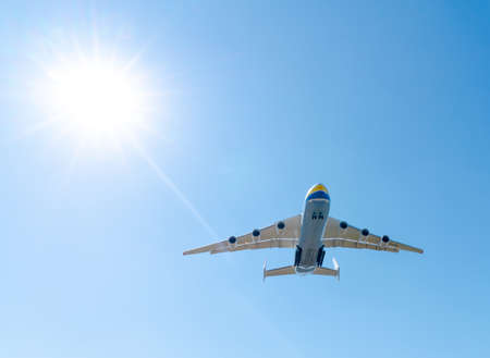 AN-225 Antonov Mriya landing the Kyiv-Antonov-2 International Airport after performing commercial missions to fight the coronavirus. AN-225 is the world's largest transport aircraft. April 23, 2020のeditorial素材