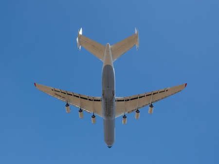 AN-225 Antonov Mriya landing the Kyiv-Antonov-2 International Airport after performing commercial missions to fight the coronavirus. AN-225 is the world's largest transport aircraft. April 23, 2020のeditorial素材