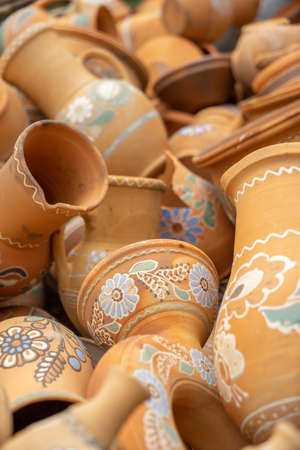 Traditional Ukrainian pottery with patterns and ornament. Ukrainian cultureの写真素材