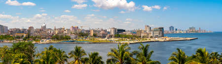 Havana city panoramic view with cruise ship and sea. Captured from Fort of Saint Charles, known as La Cabana in Havana, Cuba in may 2019のeditorial素材