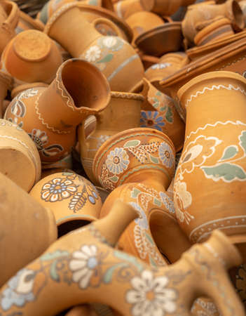 Traditional Ukrainian pottery with patterns and ornament. Ukrainian cultureの写真素材