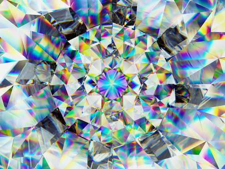 Gemstone or diamond texture closeup and kaleidoscope. 3d render, 3d illustrationの写真素材