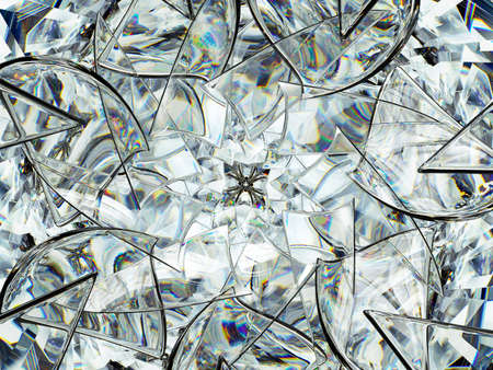 Gemstone diamond or shiny glass triangular texture kaleidoscope background. 3d render, 3d illustrationの写真素材