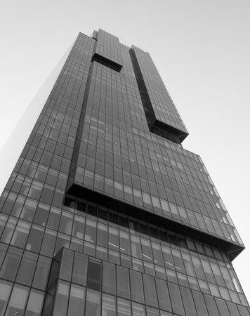 Modern skyscraper office or apartment building in Istanbul Turkey.  wide angle. March 2021のeditorial素材