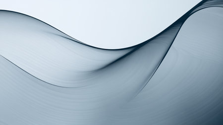 Smooth, flowing abstract waves in soft blue tones creating a tranquil atmosphere.の素材