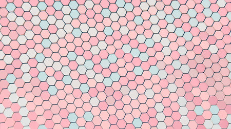 A vibrant honeycomb pattern featuring pastel pink and blue hexagons, creating a lively visual rhythm.の素材