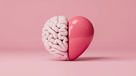 A creative representation of a brain and heart merging, symbolizing the balance of intellect and emotion.の素材