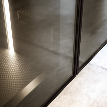 Interior of new luxury house, close up view of open doorの写真素材