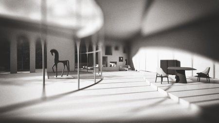 Modern office interior. 3d render, 3d illustration. Mock upの写真素材