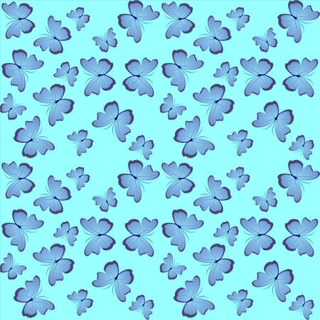 butterflies flying in different directions,blue butterflies on a blue backgroundのイラスト素材