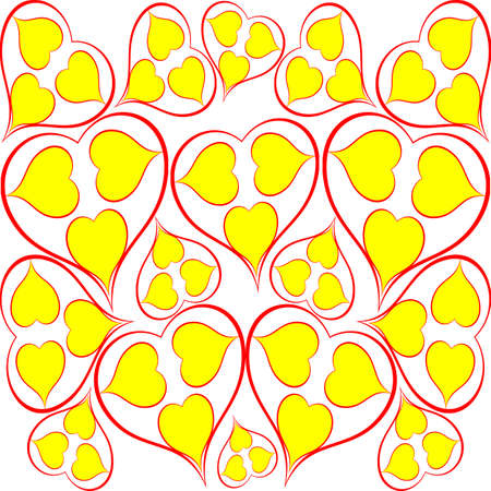 in big red heart three small yellow heart,cute retro design backgroundのイラスト素材