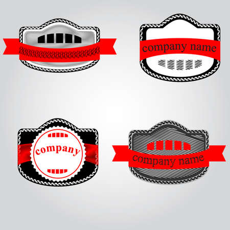 Label collection with black grungy designのイラスト素材