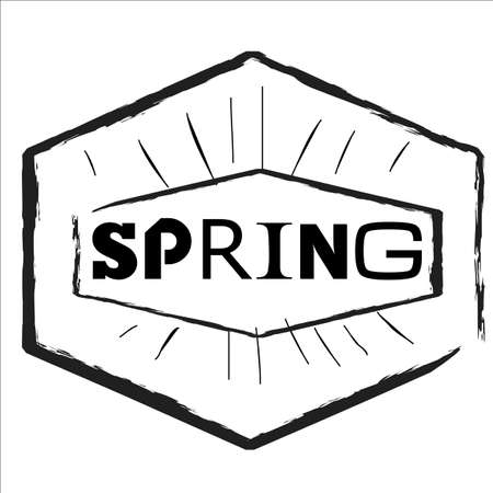 Spring Is Here Typographical Background. Spring, lettering design, Spring typography, spring season, springtime, spring time, happy spring, spring design, spring design, spring vector hello springのイラスト素材