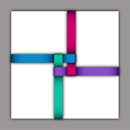 Blank paper divided into four sections by ribbonsのイラスト素材