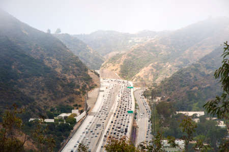Interstate 405 Freeway near Brentwood, Los Angeles, aerial view