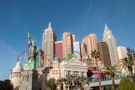 Las Vegas, Nevada, USA - December 23, 2018: Replica Statue of Liberty at New York New York resort...