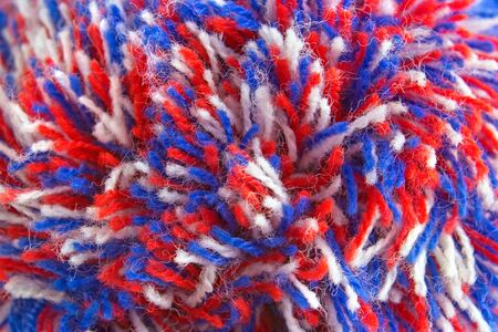 Wool yarn ends from bobble hat, closeupの写真素材