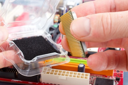 Installing new processor to computerの写真素材