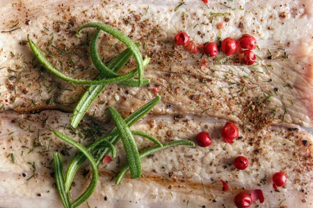 Spiced cooked meat with herbsの写真素材