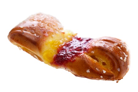 Danish pastry , sweet bun with vanilla and jamの写真素材